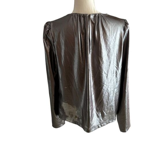 Derek Lam 10 Crosby Silver Pleated Top Size 46 US 10 - Picture 3 of 5